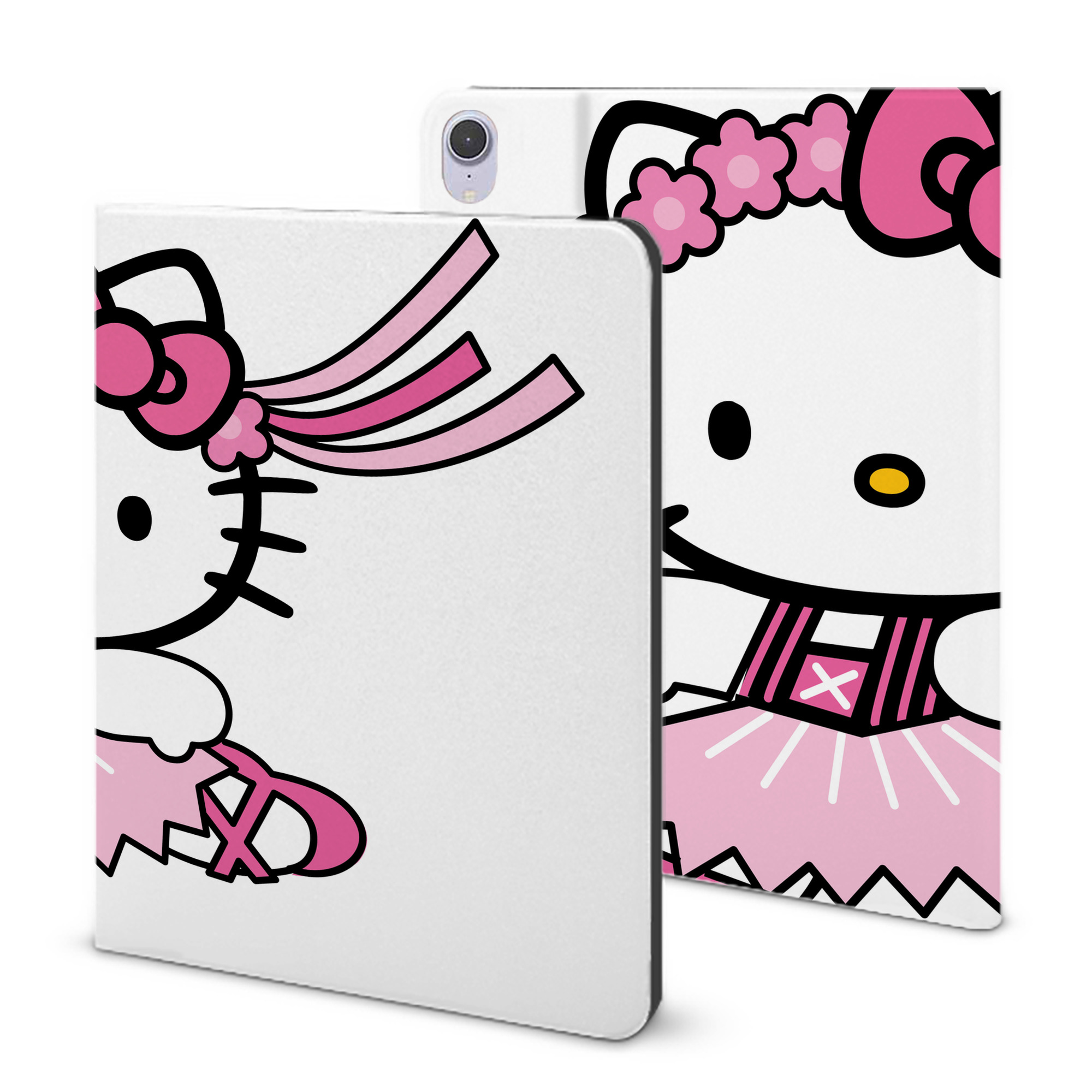 （画像用） Hello Kitty ハローキティ IPad ケース ブック型 PUレザー TPU 耐衝撃 軽量 薄型 ペン収納なし 全面保護 IPad 各モデル対応